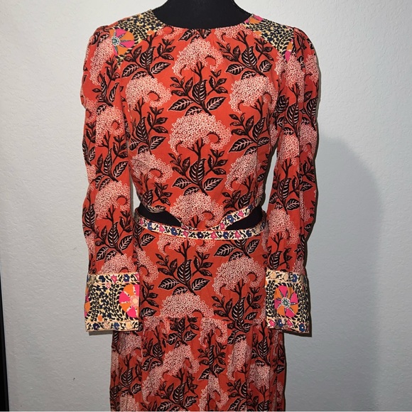 NWT BA&SH Gabriel floral long sleeve cutout Dress - Picture 5 of 14